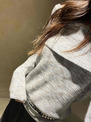Layered boatneck ribbed crop knit