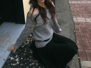 Layered boatneck ribbed crop knit