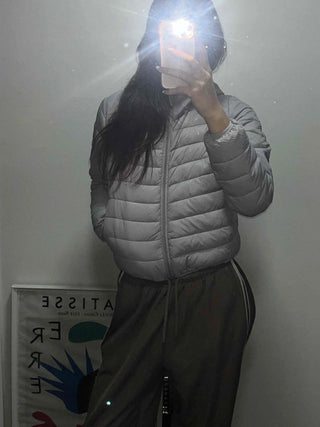 Quilted Ruffle Sleeve Short Padded Jumper