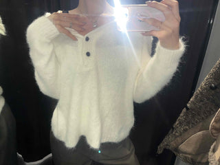 Fluffy Boat Neck Shoulder Drop Crop Knit