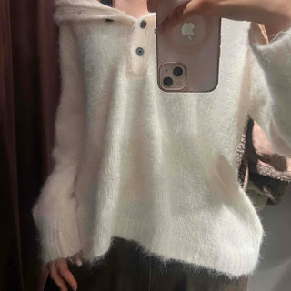 Fluffy Boat Neck Shoulder Drop Crop Knit