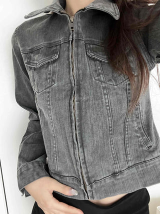 Daily Basic Cotton Crop Denim Jacket