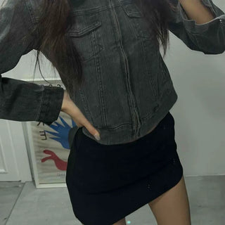 Daily Basic Cotton Crop Denim Jacket