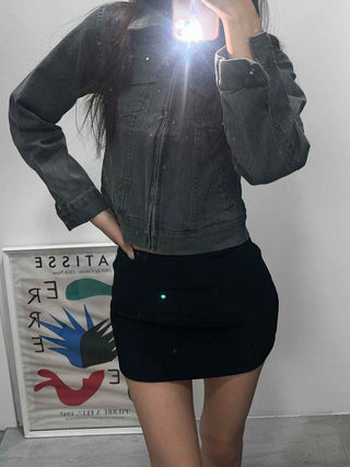 Daily Basic Cotton Crop Denim Jacket