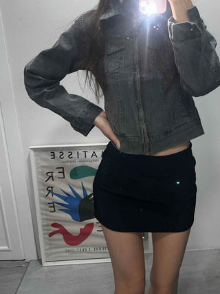 Daily Basic Cotton Crop Denim Jacket