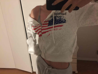 Relaxed Casual Cropped Zip-Up Hoodie
