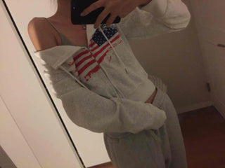 Relaxed Casual Cropped Zip-Up Hoodie