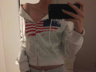 Relaxed Casual Cropped Zip-Up Hoodie