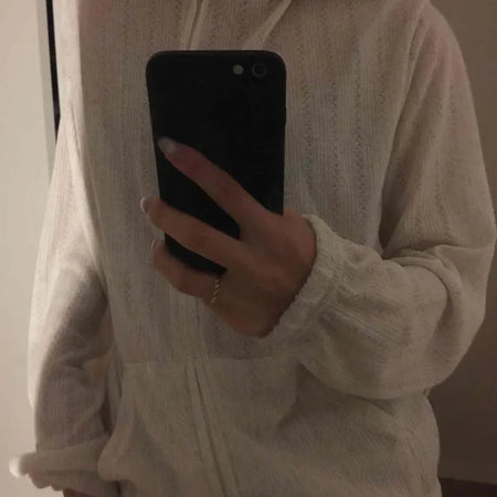 Cable Knit Point Zip-Up Hoodie