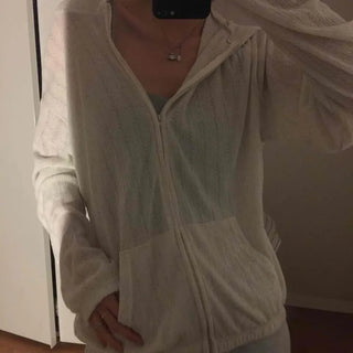 Cable Knit Point Zip-Up Hoodie