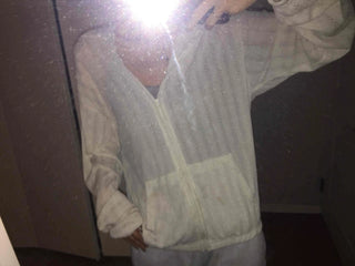 Cable Knit Point Zip-Up Hoodie
