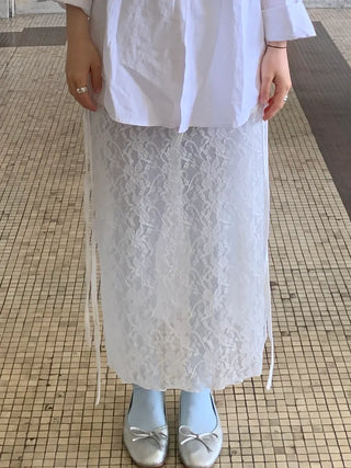 Morin Flower Lace Layered Long Skirt