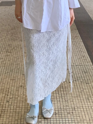 Morin Flower Lace Layered Long Skirt