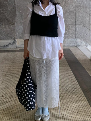 Morin Flower Lace Layered Long Skirt