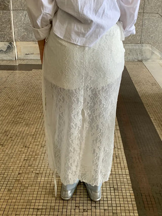 Morin Flower Lace Layered Long Skirt