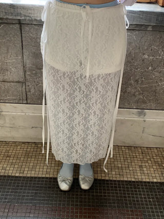 Morin Flower Lace Layered Long Skirt