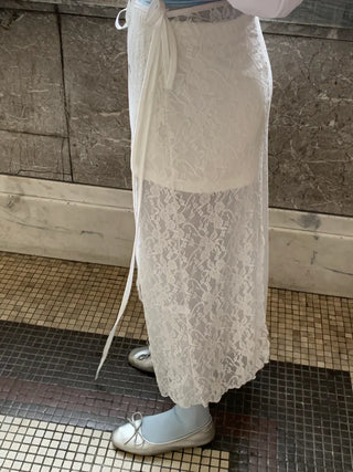 Morin Flower Lace Layered Long Skirt