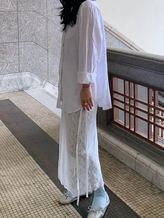 Morin Flower Lace Layered Long Skirt