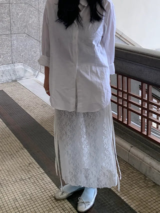Morin Flower Lace Layered Long Skirt