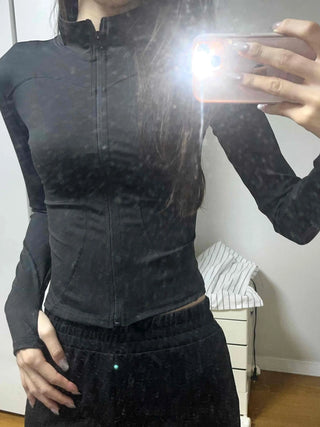Vintage Embroidered Cropped Loose Fit Zip-Up Hoodie