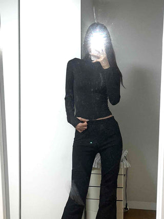 Vintage Embroidered Cropped Loose Fit Zip-Up Hoodie