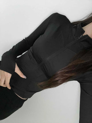 Vintage Embroidered Cropped Loose Fit Zip-Up Hoodie