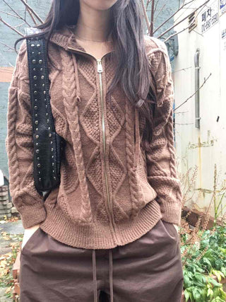 Cable Knit Zip-Up Jumper