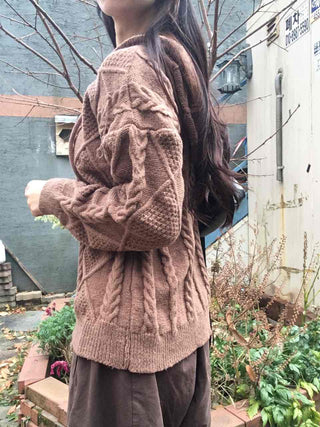 Cable Knit Zip-Up Jumper