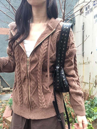 Cable Knit Zip-Up Jumper