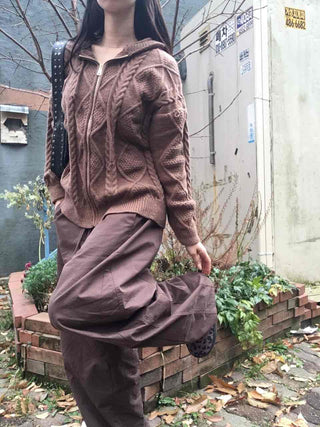 Cable Knit Zip-Up Jumper