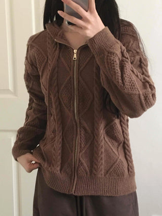 Cable Knit Zip-Up Jumper