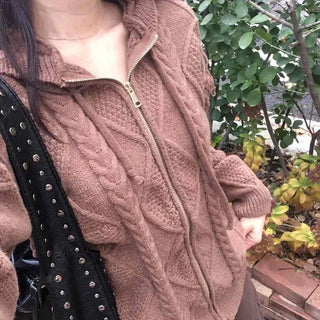 Cable Knit Zip-Up Jumper