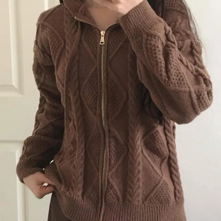 Cable Knit Zip-Up Jumper
