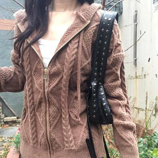 Cable Knit Zip-Up Jumper