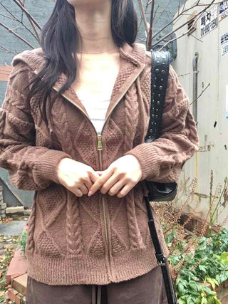 Cable Knit Zip-Up Jumper