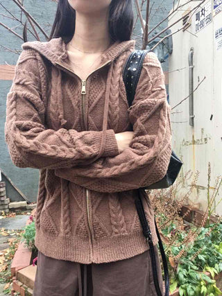 Cable Knit Zip-Up Jumper