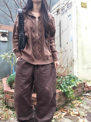 Cable Knit Zip-Up Jumper