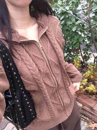 Cable Knit Zip-Up Jumper