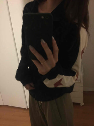 Star Color Block Armhole Drop Oversized Zip-up
