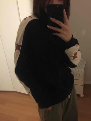 Star Color Block Armhole Drop Oversized Zip-up