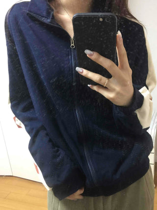 Star Color Block Armhole Drop Oversized Zip-up