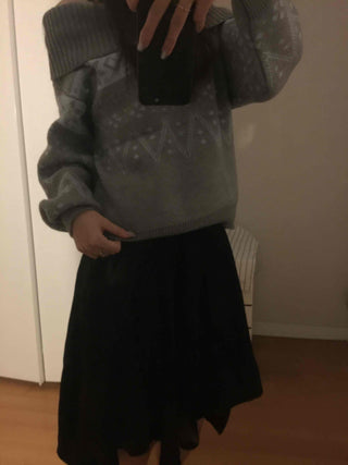 Velvet Texture High-Waisted A-Line Midi Skirt