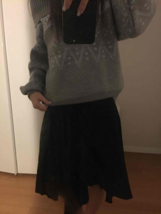 Velvet Texture High-Waisted A-Line Midi Skirt