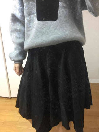 Velvet Texture High-Waisted A-Line Midi Skirt