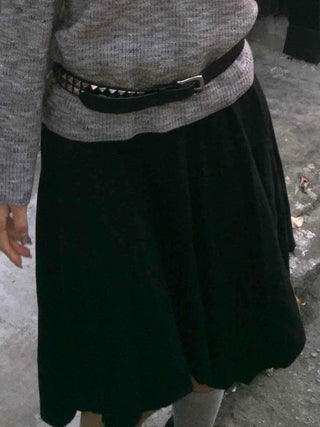 Velvet Texture High-Waisted A-Line Midi Skirt