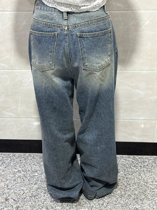 Orr Vintage Washed Wide Long Denim Pants