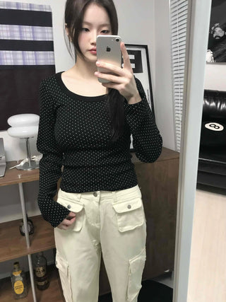 Multi-pocket cargo wide long pants