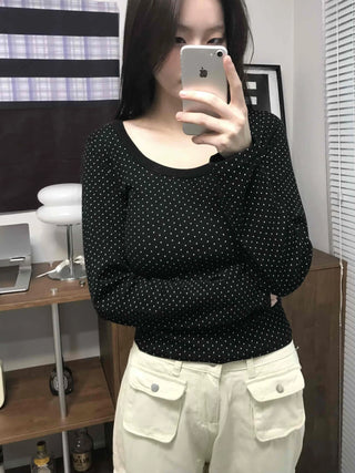 Comfy Basic All-Over Mini Dot Round T-shirt