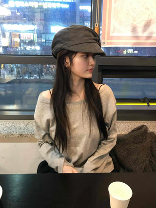 Chic Wide Neck Off-Shoulder Slim Fit Long Sleeve T-Shirt