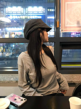 Chic Wide Neck Off-Shoulder Slim Fit Long Sleeve T-Shirt